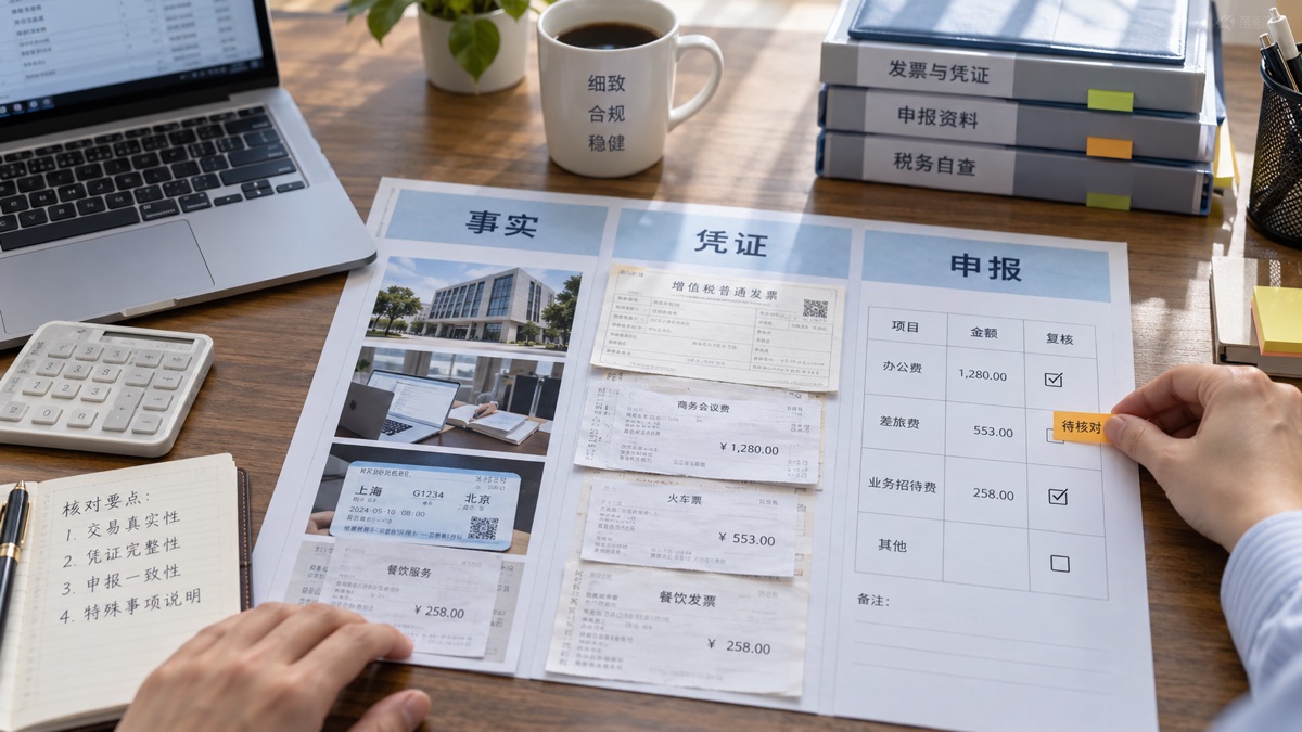 税务事项事实凭证与申报复核(AI示意)